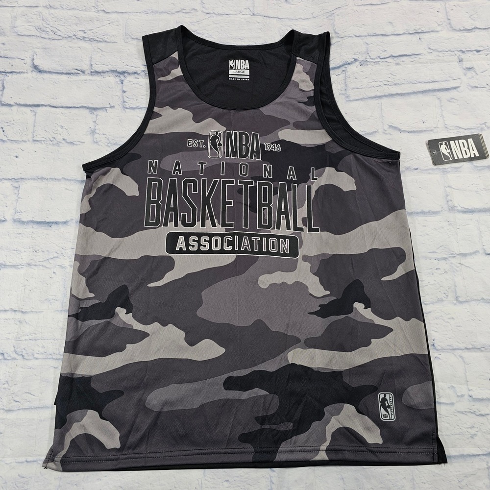 NBA Tank Top MENS LARGE Black Gray Camo Mesh Basketball Jersey